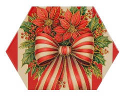 mattonelle natalizie esagonali "Joy" in ceramica 11x9.5 cm - 3 varianti assortite – Decorazione Natalizia Le Stelle su Bomboniere Dolci Emozioni