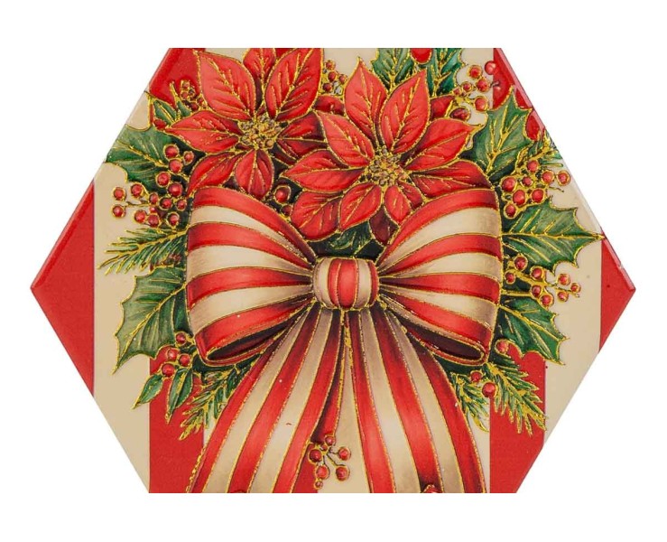 mattonelle natalizie esagonali "Joy" in ceramica 11x9.5 cm - 3 varianti assortite – Decorazione Natalizia Le Stelle su Bomboniere Dolci Emozioni