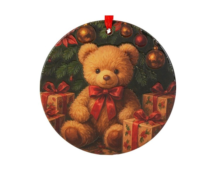 Mattonelle tonde Orsetto in ceramica diametro 11 cm - 3 varianti assortite – Decorazione Natalizia Le Stelle su Bomboniere Dolci Emozioni