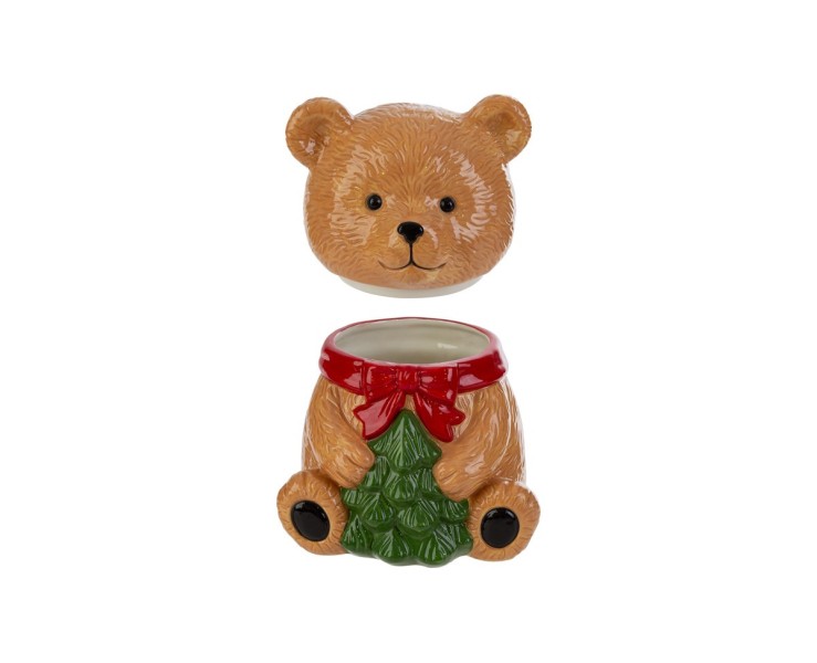 Scatola porta biscotti Orsetto natalizio in ceramica – Decorazione Natalizia Le Stelle su Bomboniere Dolci Emozioni