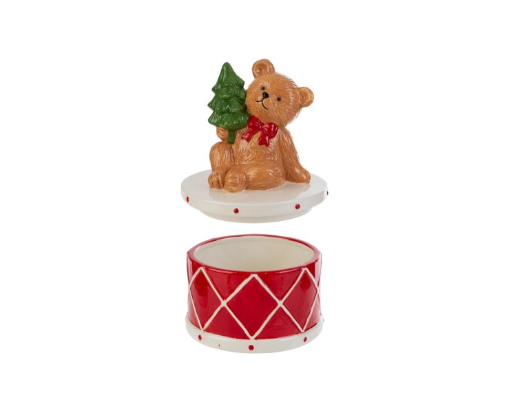 Scatola porta biscotti Orsetto su tamburo in ceramica – Decorazione Natalizia Le Stelle su Bomboniere Dolci Emozioni