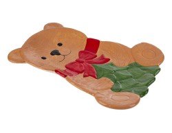 Vassoio di portata Orsetto natalizio in ceramica sagomato – Decorazione Natalizia Le Stelle su Bomboniere Dolci Emozioni