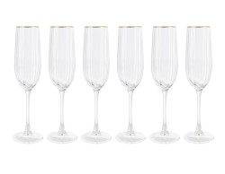 Set 6 calici flute in vetro lavorato scanalato con filo oro sul bordo – Decorazione Natalizia Le Stelle su Bomboniere Dolci Emozioni