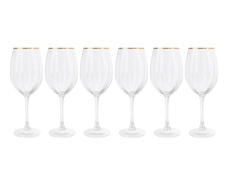 Set 6 calici da vino in vetro lavorato scanalato con filo oro sul bordo – Decorazione Natalizia Le Stelle su Bomboniere Dolci Emozioni