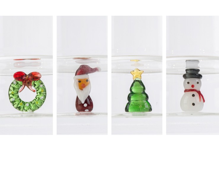 Set 4 bicchieri in vetro con personaggio natalizio 3D – Decorazione Natalizia Le Stelle su Bomboniere Dolci Emozioni