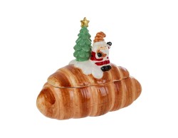 Biscottiera contenitore natalizia a forma di brioche in ceramica con Babbo Natale  – Decorazione Natalizia Le Stelle su Bomboniere Dolci Emozioni
