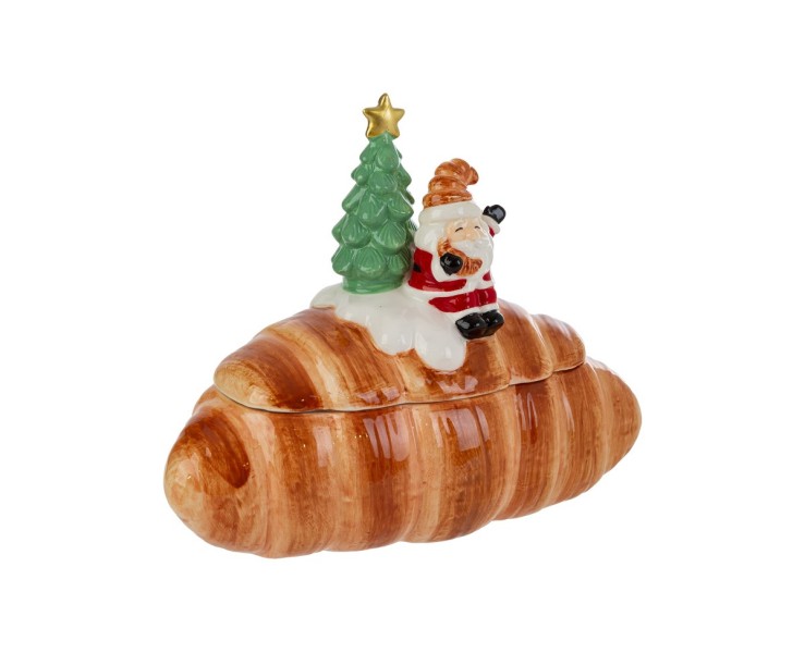 Biscottiera contenitore natalizia a forma di brioche in ceramica con Babbo Natale  – Decorazione Natalizia Le Stelle su Bomboniere Dolci Emozioni