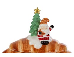 Biscottiera contenitore natalizia a forma di brioche in ceramica con Babbo Natale  – Decorazione Natalizia Le Stelle su Bomboniere Dolci Emozioni