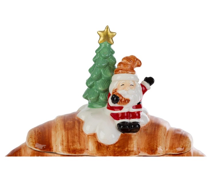 Biscottiera contenitore natalizia a forma di brioche in ceramica con Babbo Natale  – Decorazione Natalizia Le Stelle su Bomboniere Dolci Emozioni
