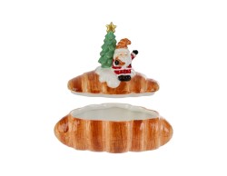 Biscottiera contenitore natalizia a forma di brioche in ceramica con Babbo Natale  – Decorazione Natalizia Le Stelle su Bomboniere Dolci Emozioni