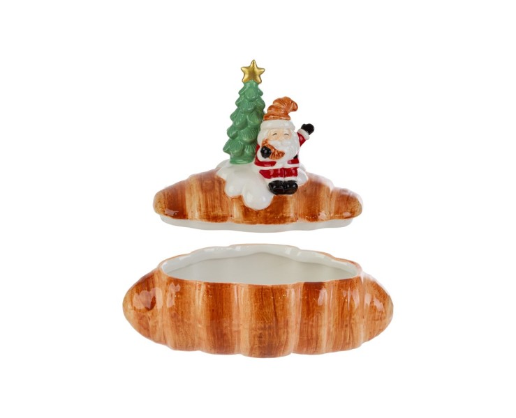 Biscottiera contenitore natalizia a forma di brioche in ceramica con Babbo Natale  – Decorazione Natalizia Le Stelle su Bomboniere Dolci Emozioni