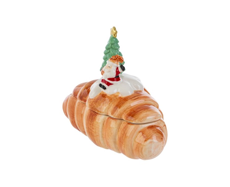 Biscottiera contenitore natalizio a forma di brioche in ceramica con Babbo Natale h.17 cm  – Decorazione Natalizia Le Stelle su Bomboniere Dolci Emozioni