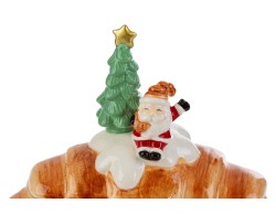 Biscottiera contenitore natalizio a forma di brioche in ceramica con Babbo Natale h.17 cm  – Decorazione Natalizia Le Stelle su Bomboniere Dolci Emozioni