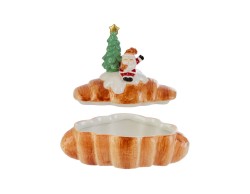 Biscottiera contenitore natalizio a forma di brioche in ceramica con Babbo Natale h.17 cm  – Decorazione Natalizia Le Stelle su Bomboniere Dolci Emozioni
