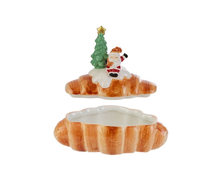 Biscottiera contenitore natalizio a forma di brioche in ceramica con Babbo Natale h.17 cm  – Decorazione Natalizia Le Stelle su Bomboniere Dolci Emozioni