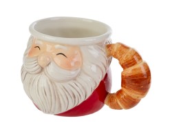 Tazza mug in ceramica Babbo Natale con manico croissant  – Decorazione Natalizia Le Stelle su Bomboniere Dolci Emozioni