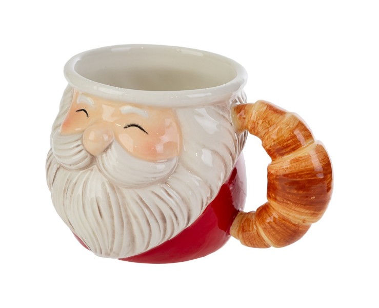 Tazza mug in ceramica Babbo Natale con manico croissant  – Decorazione Natalizia Le Stelle su Bomboniere Dolci Emozioni