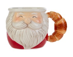 Tazza mug in ceramica Babbo Natale con manico croissant  – Decorazione Natalizia Le Stelle su Bomboniere Dolci Emozioni