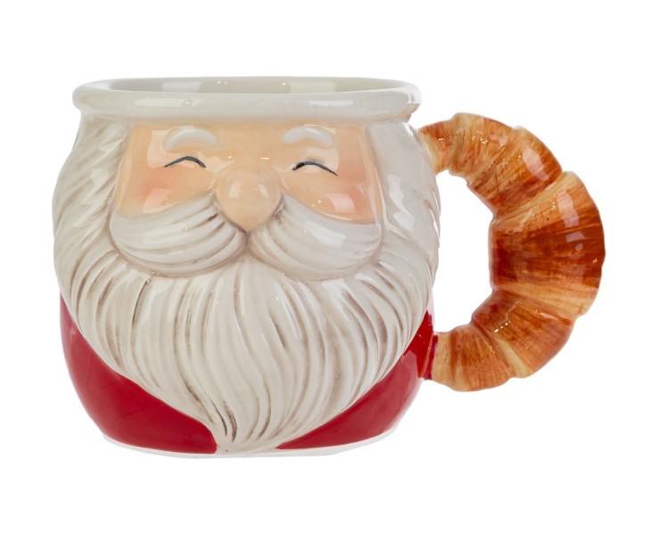 Tazza mug in ceramica Babbo Natale con manico croissant  – Decorazione Natalizia Le Stelle su Bomboniere Dolci Emozioni