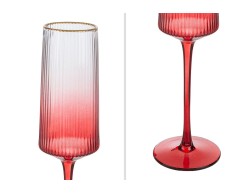 Set 6 bicchieri calici flute in vetro rosso sfumato con bordo oro plissetto  – Decorazione Natalizia Le Stelle su Bomboniere Dolci Emozioni