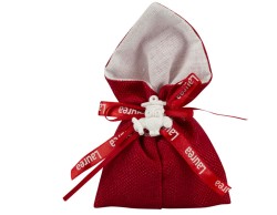 SACCHETTO JUTA ROSSO CON GUFETTO GESSETTO