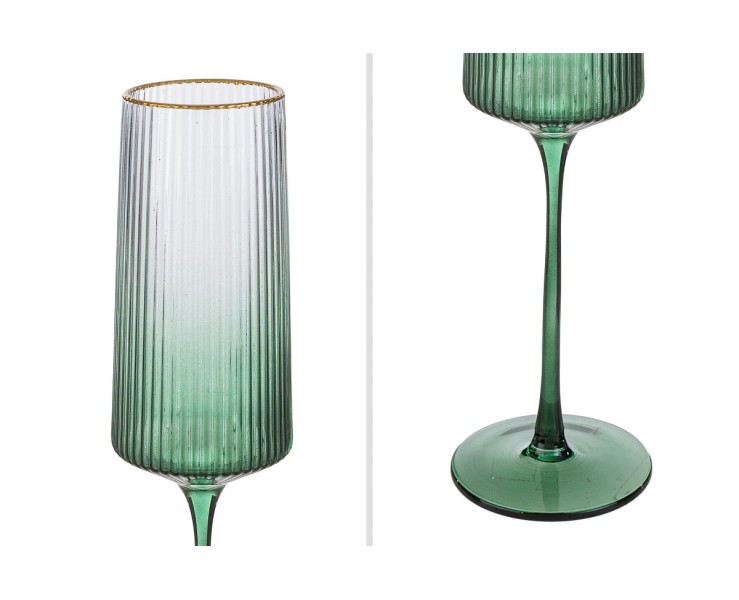 Set 6 bicchieri calici flute in vetro verde sfumato con bordo oro plissetto  – Decorazione Natalizia Le Stelle su Bomboniere Dolci Emozioni