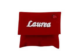 BUSTINA VELLUTO ROSSA CON SCRITTA LAUREA COCCINELLA