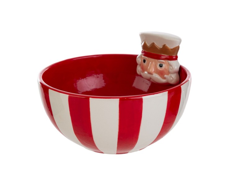 Ciotola natalizia Schiaccianoci in ceramica 15x10 cm coppetta a righe – Decorazione Natalizia Le Stelle su Bomboniere Dolci Emozioni