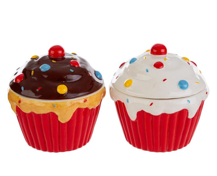 Scatola cupcake in porcellana 2 varianti ass. diam. 13,5xh.13,5 cm – Decorazione Natalizia Le Stelle su Bomboniere Dolci Emozioni