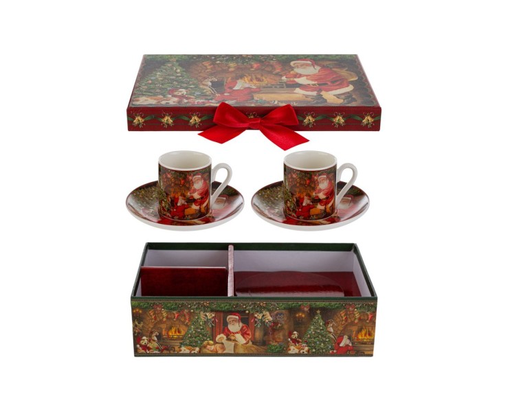 Set 2 tazzine da caffè in porcellana con piattini e astuccio – Decorazione Natalizia Le Stelle su Bomboniere Dolci Emozioni