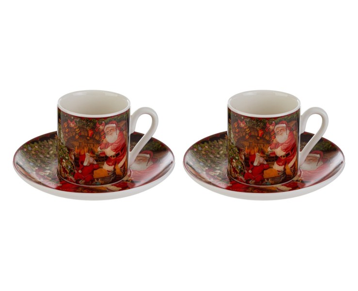 Set 2 tazzine da caffè in porcellana con piattini e astuccio – Decorazione Natalizia Le Stelle su Bomboniere Dolci Emozioni