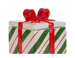 Barattolo natalizio in porcellana a pacco regalo con piedini – Decorazione Natalizia Le Stelle su Bomboniere Dolci Emozioni