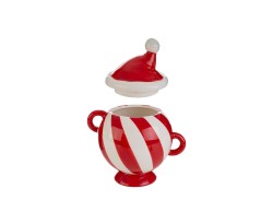 Barattolo in porcellana a righe con coperchio cappello Babbo Natale – Decorazione Natalizia Le Stelle su Bomboniere Dolci Emozioni