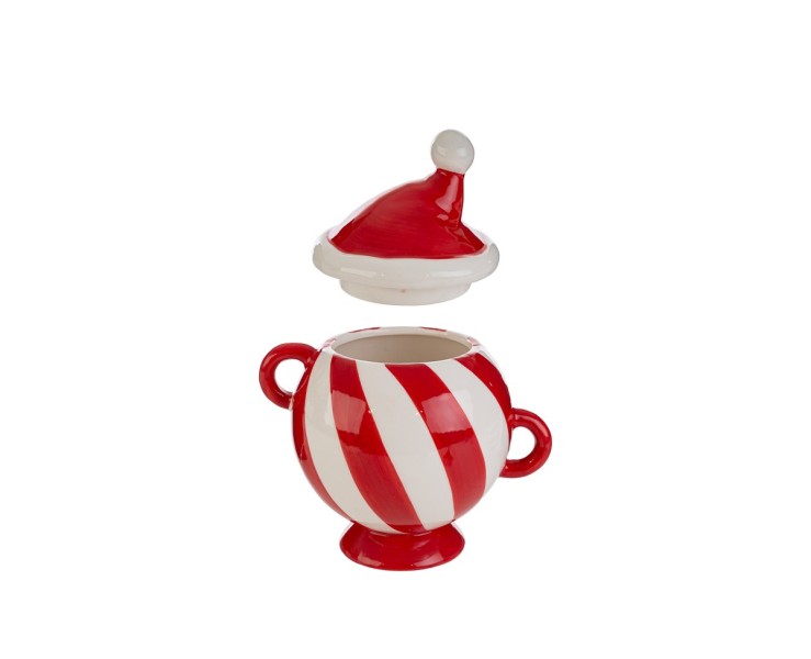 Barattolo in porcellana a righe con coperchio cappello Babbo Natale – Decorazione Natalizia Le Stelle su Bomboniere Dolci Emozioni