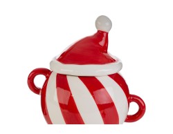Barattolo in porcellana a righe con coperchio cappello Babbo Natale – Decorazione Natalizia Le Stelle su Bomboniere Dolci Emozioni