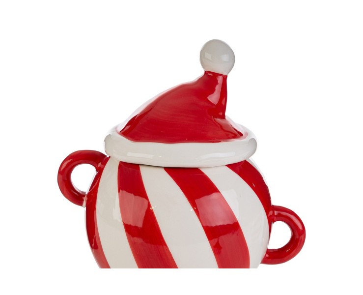 Barattolo in porcellana a righe con coperchio cappello Babbo Natale – Decorazione Natalizia Le Stelle su Bomboniere Dolci Emozioni