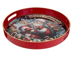 Vassoio rotondo in melamina Babbo Natale con manici – Decorazione Natalizia Le Stelle su Bomboniere Dolci Emozioni