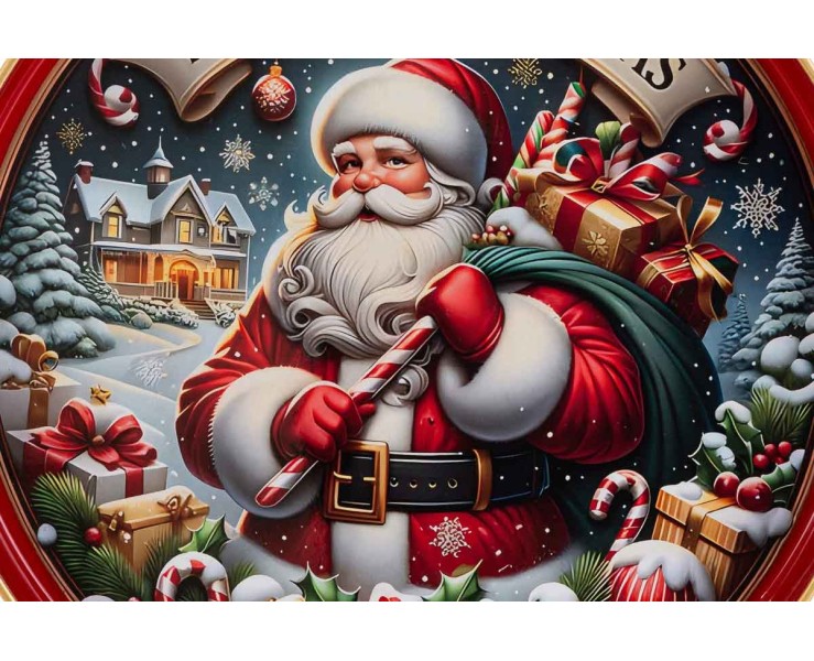 Vassoio rotondo in melamina Babbo Natale con manici – Decorazione Natalizia Le Stelle su Bomboniere Dolci Emozioni