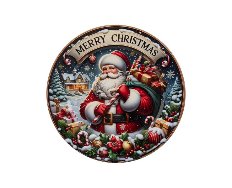 Vassoio natalizio rotondo in melamina Babbo Natale d.40 cm – Decorazione Natalizia Le Stelle su Bomboniere Dolci Emozioni