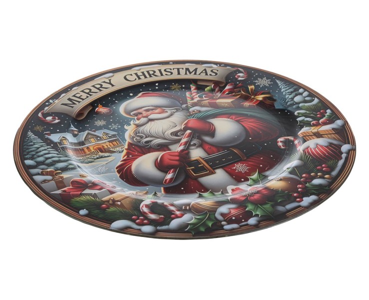 Vassoio natalizio rotondo in melamina Babbo Natale d.40 cm – Decorazione Natalizia Le Stelle su Bomboniere Dolci Emozioni