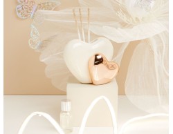 Bomboniera Matrimonio Claraluna Diffusore Doppio Cuore Bianco e Oro Rosa  25131