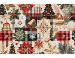 Vassoio natalizio quadrato in melamina motivo Scottish Tartan e decori 40x40 cm – Decorazione Natalizia Le Stelle su Bomboniere Dolci Emozioni