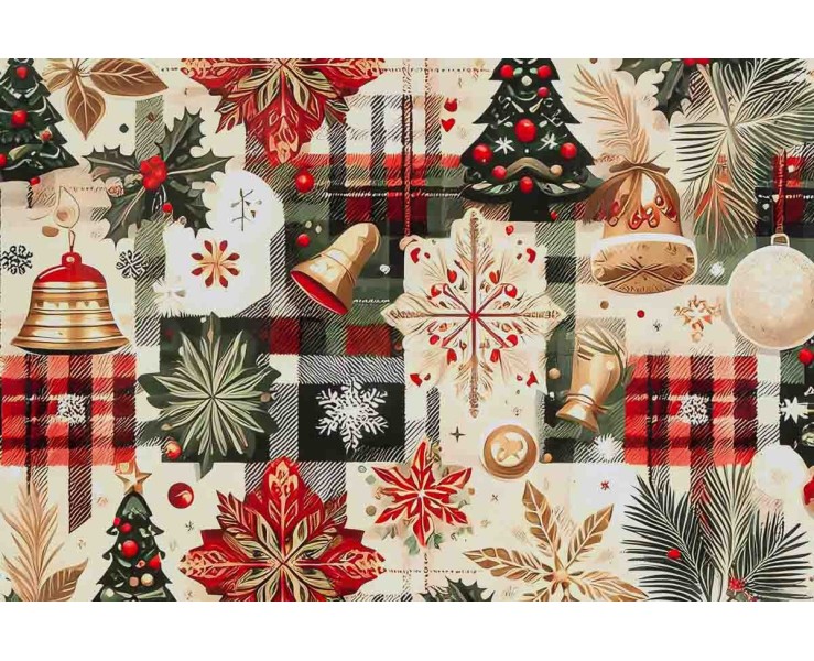 Vassoio natalizio quadrato in melamina motivo Scottish Tartan e decori 40x40 cm – Decorazione Natalizia Le Stelle su Bomboniere Dolci Emozioni