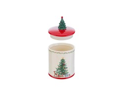 Scatola porta biscotti in ceramica con coperchio albero di Natale d.13,5xh.22,5 cm – Decorazione Natalizia Le Stelle su Bomboniere Dolci Emozioni