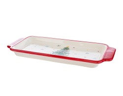 Vassoio rettangolare in ceramica con albero di Natale e manici 38,5x15xh.2,5 cm – Decorazione Natalizia Le Stelle su Bomboniere Dolci Emozioni