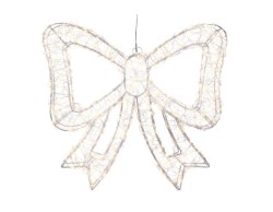 Fiocco di Natale luminoso argento silver da esterno 38x4,5xh.34 cm con 500 micro LED a luce calda ed effetto flash.