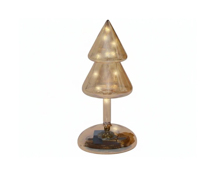 Albero di Natale luminoso in vetro ambra con Micro LED h.19 – Decorazione Natalizia le Stelle su Bomboniere Dolci Emozioni