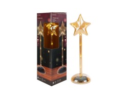 Stella natalizia tridimensionale su stelo in vetro ambra Le Stelle h.29 cm d.9 cm con micro LED a luce calda