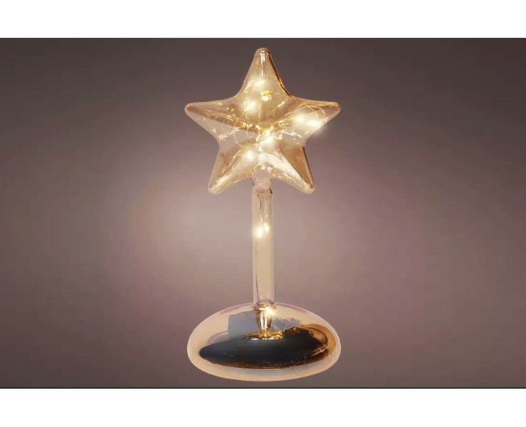 Stella natalizia luminosa in vetro ambra con Micro LED h.19 – Decorazione Natalizia le Stelle su Bomboniere Dolci Emozioni