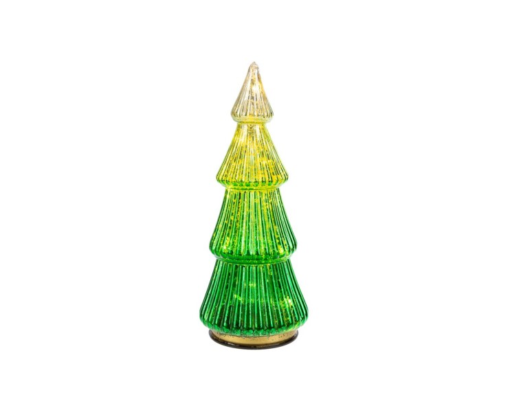Albero di Natale in vetro verde con Micro LED ed effetto Flash h.25 – Decorazione Natalizia le Stelle su Bomboniere Dolci Emozioni